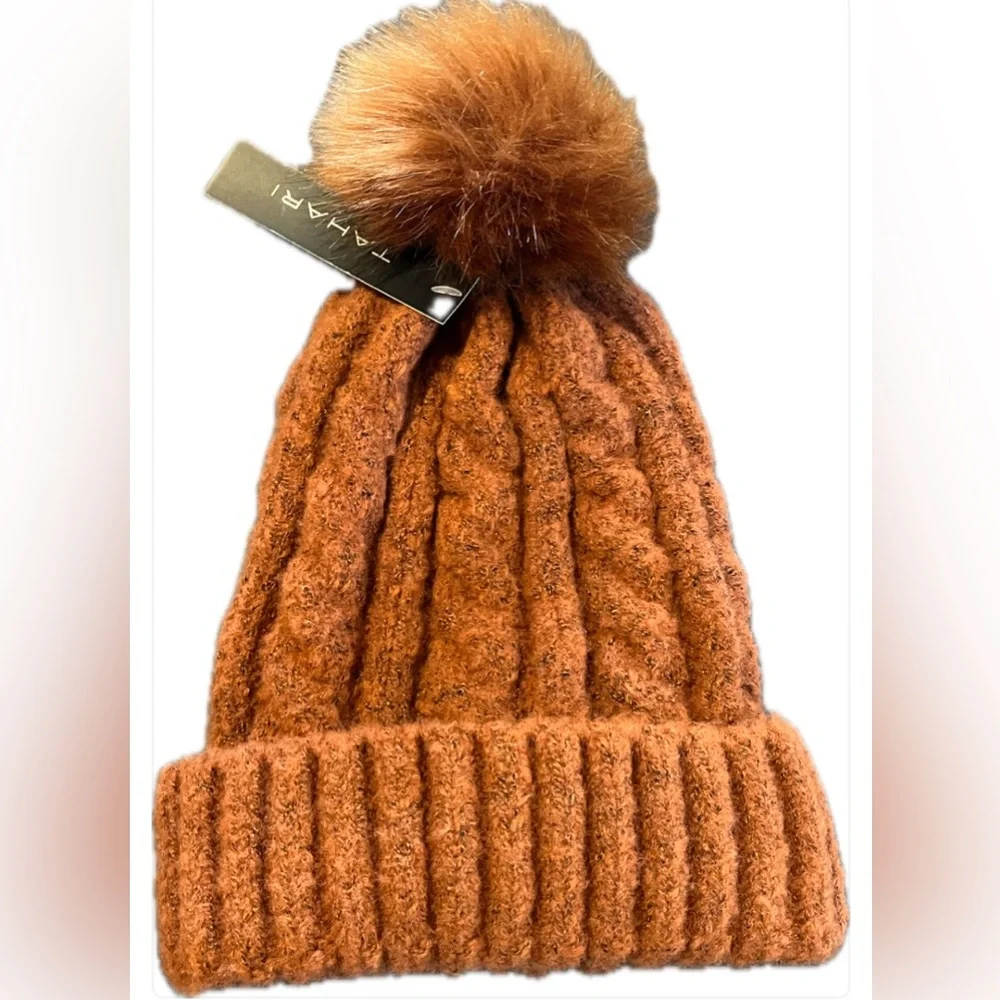 NWT, Tahari- Burnt orange, Sophisticated/Rustic, Knit Beanie, One Size